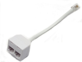 Rozgałęźnik telefoniczny wtyk - 2 gniazda na przewodzie 10cm