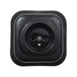 Gniazdo elektryczne ceramiczne kwadratowe z ramką, montaż podtynkowy, kolor czarny Ceramic Loft