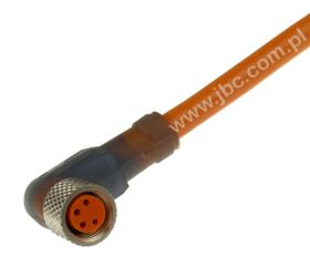 RKMWV 4-07/10 M og, przewód 4x0,25mm2 z gniazdem M8 kątowym, izolacja PVC pomarańczowa, LUMBERG 11329, zamiennik do ELWIKA-KV 44