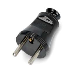 Wtyczka prosta WT-30 - do gniazdka z uziemieniem - czarna