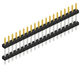 Pin header, 20 pole, pitch 2 mm, straight, black, SLY507520S