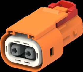 Plug, 2 pole, straight, 1 row, orange, 2103177-2