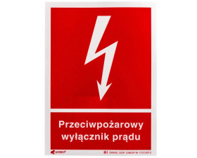 Naklejka ostrzegawcza /Przeciwpożarowy wyłącznik prądu 150x205/ 31P/F1/FS /5szt./