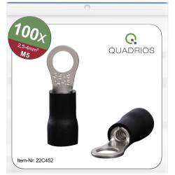 Quadrios 22C452 Ring Terminal 4.0mm&#xB2; 5.3mm Hole Black Partially Insulated