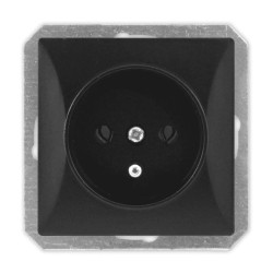 OPAL Gniazdo pojedyncze z uziemieniem do ramki czarny mat GPt-16/m Op CZ/MAT