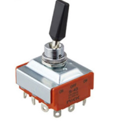 Przełącznik Wł.-wył.-wł. średnica wycięcia 12.5mm 4PDT NKK Switches Montaż panelowy długość przełącznika 27mm