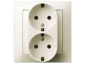 IMPRESJA Gniazdo podwójne z uziemieniem schuko kompletne z ramką ecru GP-2YS/27 OSPEL