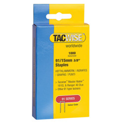 Tacwise 0283 91 Narrow Crown Staples 15mm - Electric Tackers Pack 1000