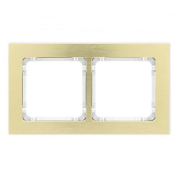 DECO Ramka uniwersalna podwójna - aluminium szczotkowane (ramka: kolor mosiężny spód: biały) 8-0-DRA-2