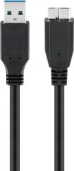 Kabel USB 3.0 Superspeed, Czarny - Długość kabla 1.8 m