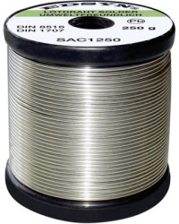 Solder, lead-free, SAC (Sn95.5Ag3.8Cu0.7), Ø 0.5 mm, 250 g, SAC5250