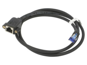 GOOBAY-65642 Przedłużacz RJ45 S/FTP 6a linka Cu LSZH czarny 1m 27AWG