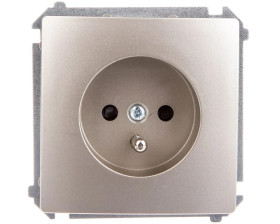 Simon Basic Gniazdo pojedyncze z/u 16A IP20 z przesłoną torów satyna metalizowana BMGZ1z.01/29
