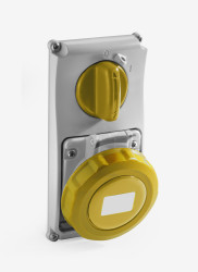 Złącze przemysłowe - zasilające 16A Gniazdo 110 V 2P + T RS PRO Żółty Montaż na panelu IP67