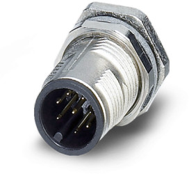 Panel plug, M12, 8 pole, solder pins, SPEEDCON locking, straight, 1239998