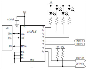 8-Port I/O Expander with LED Intensity Control, Interrupt, and Hot-Insertion Protection