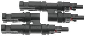 Złącze fotowoltaiczne MC4 typ T podwójne 2,5-4mm2 6mm2 IP67 1000V DC