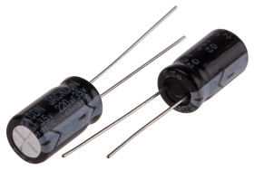 Kondensator 220μF 35V dc Radialny, Otwór przelotowy RS PRO roztaw: 3.5mm 8 (Dia.) x 14mm