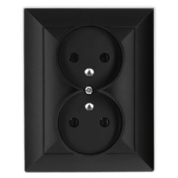 OPAL Gniazdo podwójne z uziemieniem czarny mat GPt-6 Op CZ/MAT