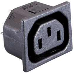 Panel socket F, 3 pole, snap-in, plug-in connection, black, PX0695/15/63