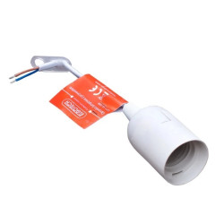 Oprawka oświetleniowa E-27 biała z przewodem 250V max 60W E27-P