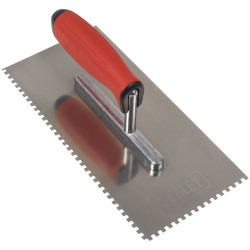 Sealey T7804 Stainless Steel 4mm Notched Trowel with Rubber Handle 270mm