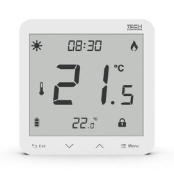 TECH ST-297 V3 - Regulator pokojowy przewodowy dwustanowy kolor biały szklany