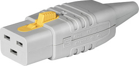 Jack C19, 3 pole, cable assembly, screw connection, 1.0 mm², gray, 3-152-193