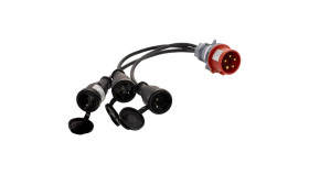 Adapter Siłowy Wtyk 16A 5P / 3X Gniazdo 2P+Z 16A 230V Ip44 Na Kablu Ow...