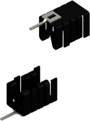 Clip-on heatsink, (L x W x H) 28.58 x 14.5 x 13.51 mm, 21 K/W, black anodized, 10006499