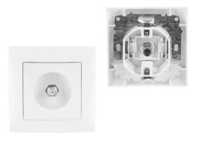 Gniazdo Antenowe Satelitarne z Ramką SAT Typ F RTV WESA Białe