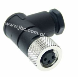 RKMCW 3, M8, 3 styki, złącze żeńskie (gniazdo) kątowe, dławik dla kabli 3.5-5mm, przyłącze lutowane, Lumberg, 69542, RKMCW3, ZM8