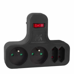 Rozgałęźnik elektryczny MCE224 E/B Czarny, 4 Gniazda + Wyłącznik Maclea
