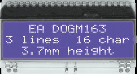 EA DOGM163B-A LCD text module, 48.3 x 12 mm, blue
