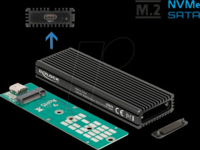 42004 External M.2 NVMe/SATA SSD housing, USB 3.1 type C