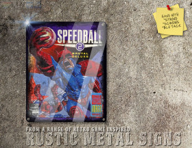 Rustic Sega Megadrive, Atari ST, Archimedes, Amiga Game Speedball 2: Brutal Deluxe Box Artwork Metal Sign [609]