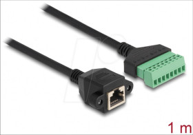 66055 RJ45 cable Cat.6 jack &gt; terminal block, flush mount, 1 m