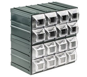 Regał szufladkowy, kolor: Przezroczysty, materiał: Plastik, 208mm x 208mm x 132mm, RS PRO