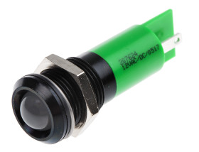 Lampka kontrolna do montażu panelowego 12V, zielona 14mm LED Końcówka lutownicza RS PRO