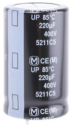 Kondensator 220μF 400V dc THT Panasonic roztaw: 10mm 25 (Dia.) x 40mm