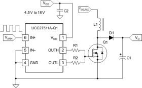 Automotive 4-A/8-A single-channel gate driver with 5-V UVLO and split outputs
