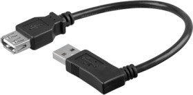 USB 2.0 extension cable, USB plug type A to USB socket type A, 0.3 m, black, 95702