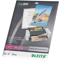 Leitz 7489 Laminate sheet A3 125 micron glossy 25 pcs pack