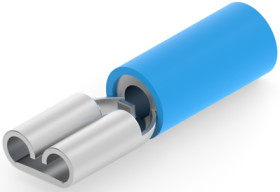 Insulated flat plug sleeve, 5.21 x 0.81 mm, 1.04 to 2.62 mm², AWG 16 to 14, brass, tin-plated, blue, 8-640915-1