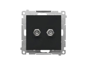 SIMON 55 Gniazdo antenowe typu „F” podwójny czarny mat TASF2.01/149 KONTAKT SIMON