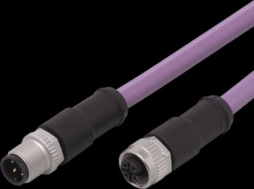 Sensor actuator cable, M12 cable plug, straight, A to M12 cable socket, straight, A, 5 pole/5 pole, 0.3 m, PUR, purple, 4 A, E11