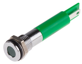 Lampka kontrolna do montażu panelowego 110V ac, zielona 8mm LED Chrom RS PRO