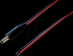 DC connection cable, plug, 2.1 mm, straight 2.0 m