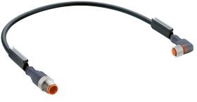 RST 3-RKMWV/LED A 3-224/0.6 M, złącze M12 męskie 3 stykowe proste + złącze M8 3 stykowe kątowe z LED, przewód PUR 3x0,34mm2, dł.