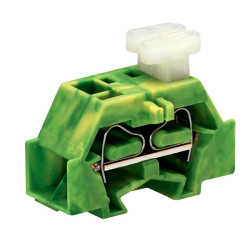 WAGO 261-337/332-000 2-Cndtr. Push Btn. F-Flange T-Block Grn-yel AWG28-14